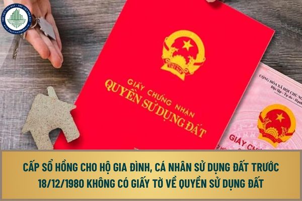 Năm 2025, hộ gia đình, cá nhân sử dụng đất trước 18/12/1980 không có giấy tờ về quyền sử dụng đất có được cấp sổ hồng không?