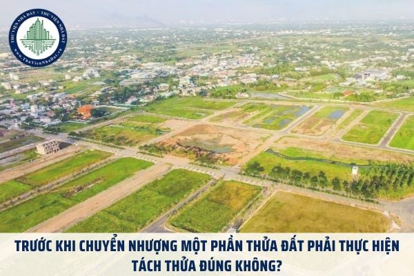 Trước khi chuyển nhượng một phần thửa đất phải thực hiện tách thửa đúng không?