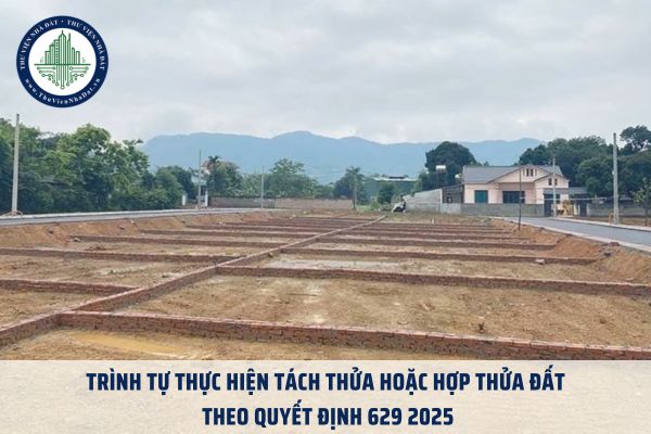 Trình tự thực hiện tách thửa hoặc hợp thửa đất theo Quyết định 629 2025