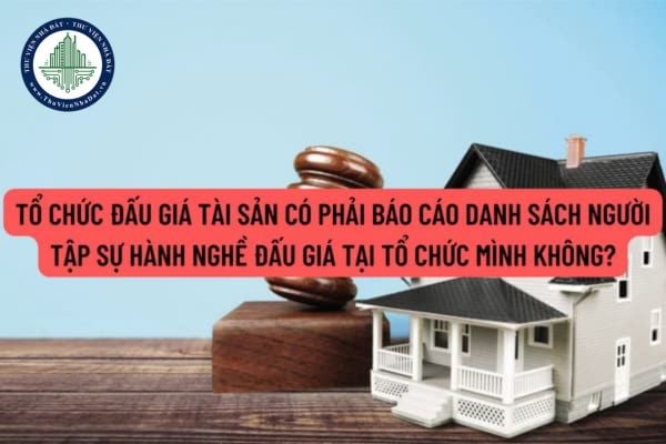 Tổ chức đấu giá tài sản có phải báo cáo Sở Tư Pháp nơi tổ chức có trụ sở danh sách người tập sự hành nghề đấu giá tại tổ chức mình không?