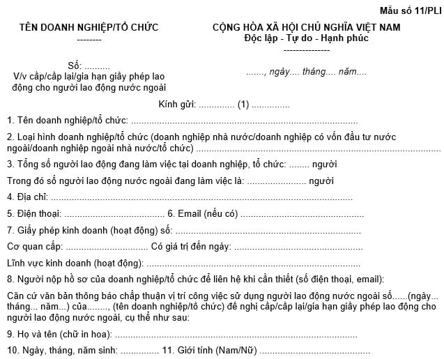 Mẫu Đơn đề nghị cấp phép đưa lao động đi làm việc ở nước ngoài 2025?