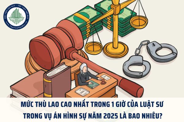 Mức thù lao cao nhất trong 1 giờ của luật sư trong vụ án hình sự năm 2025 là bao nhiêu?
