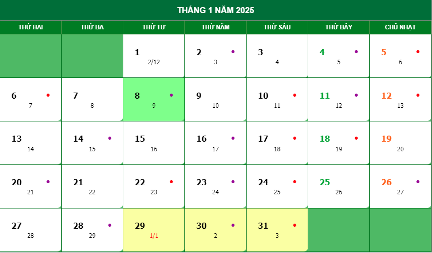 Lịch âm dương năm 2025? Mùng 1 Tết Ất Tỵ 2025 là ngày nào?