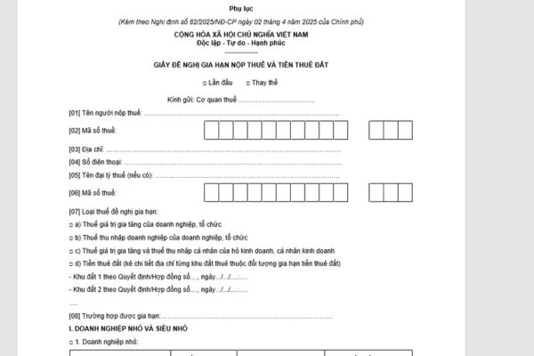 MẪU GIẤY GIA HẠN NỘP THUẾ GTGT