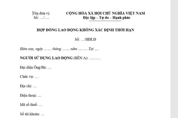 hợp đồng không xác định thời gian