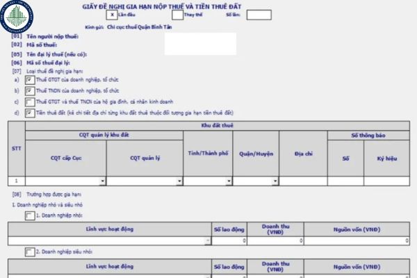 đề nghị gia hạn nộp thuế