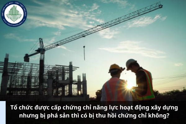 Tổ chức được cấp chứng chỉ năng lực hoạt động xây dựng nhưng bị phá sản thì có bị thu hồi chứng chỉ không? (Ảnh từ Internet)