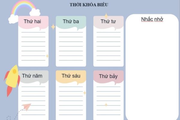 Mẫu 1 thời khóa biểu cấp 2