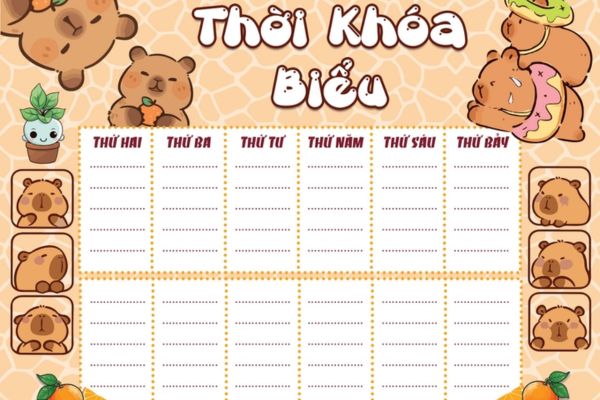 Mẫu 3 thời khóa biểu cấp 2