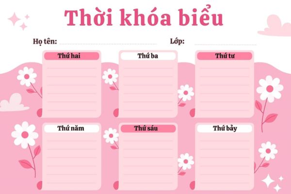 Mẫu 4 thời khóa biểu cấp 2