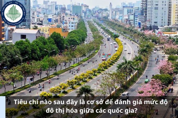 Tiêu chí nào sau đây là cơ sở để đánh giá mức độ đô thị hóa giữa các quốc gia?