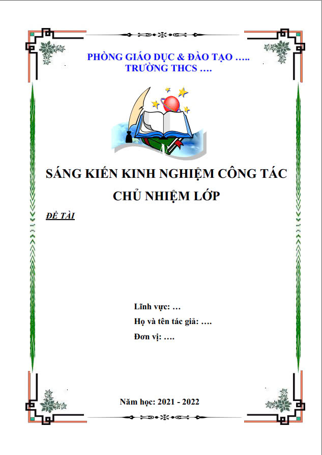 Mẫu 1 bìa sáng kiến kinh nghiệm