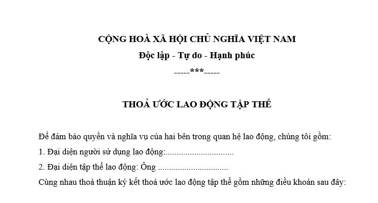 mẫu Thỏa ước lao động tập thể 2025