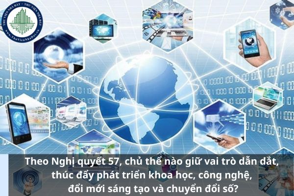 Theo Nghị quyết 57, chủ thể nào giữ vai trò dẫn dắt, thúc đẩy phát triển khoa học, công nghệ, đổi mới sáng tạo và chuyển đổi số?