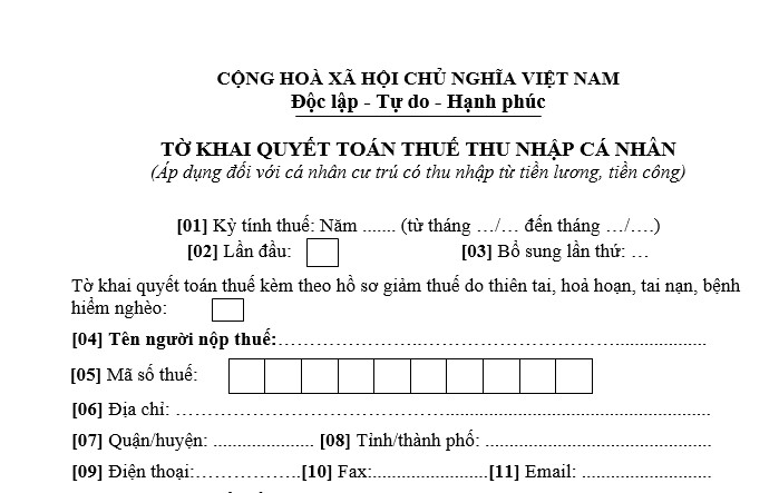 Mẫu tờ khai 02 QTT TNCN