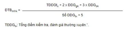 cách tính điểm trung bình môn