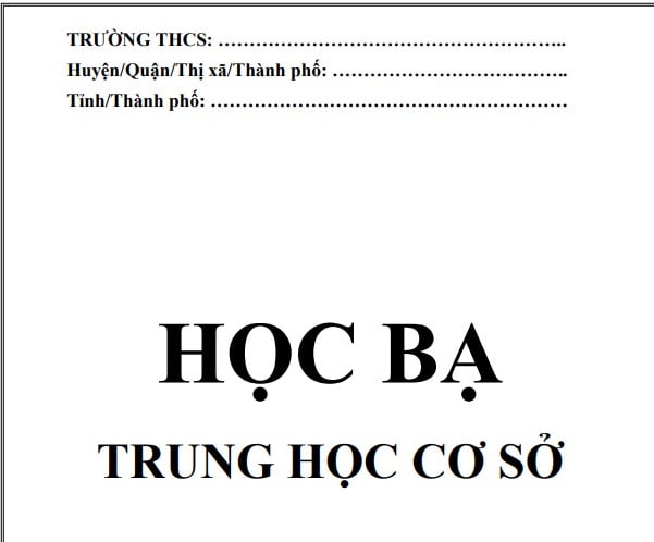 mẫu học bạ trung học cơ sở năm học 2024 2025 (học bạ số)