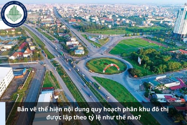 Bản vẽ thể hiện nội dung quy hoạch phân khu đô thị được lập theo tỷ lệ như thế nào?