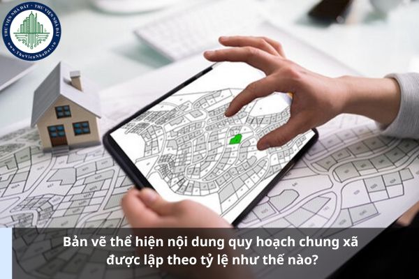 Bản vẽ thể hiện nội dung quy hoạch chung xã được lập theo tỷ lệ như thế nào?