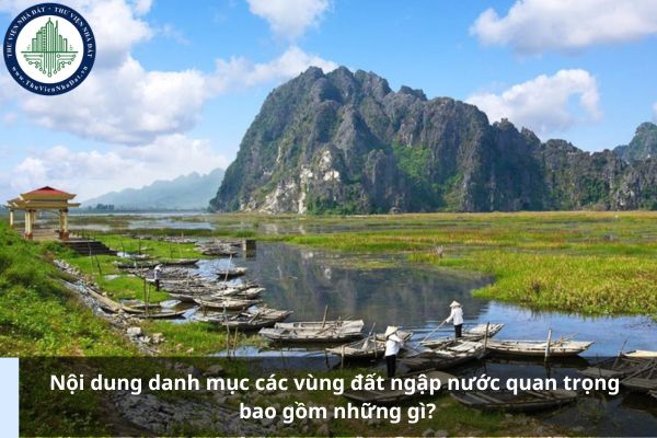 Nội dung danh mục các vùng đất ngập nước quan trọng bao gồm những gì?