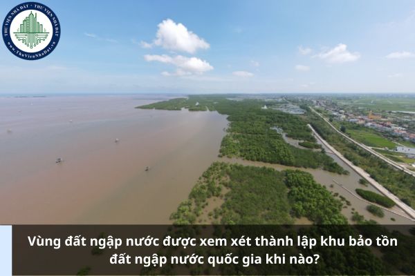 Vùng đất ngập nước được xem xét thành lập khu bảo tồn đất ngập nước quốc gia khi nào?