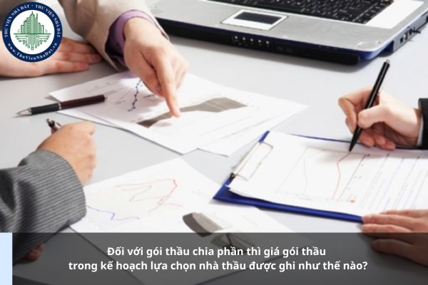 Đối với gói thầu chia phần thì giá gói thầu trong kế hoạch lựa chọn nhà thầu được ghi như thế nào?