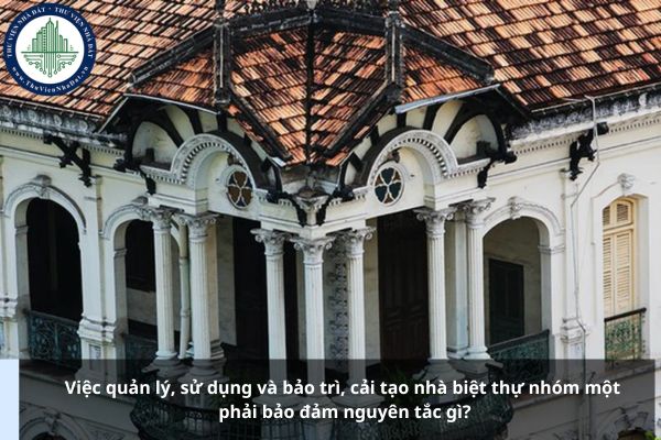 Việc quản lý, sử dụng và bảo trì, cải tạo nhà biệt thự nhóm một phải bảo đảm nguyên tắc gì?