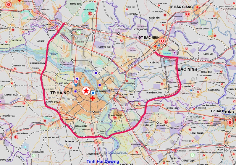 Bản đồ đường Vành đai 4 Hà Nội