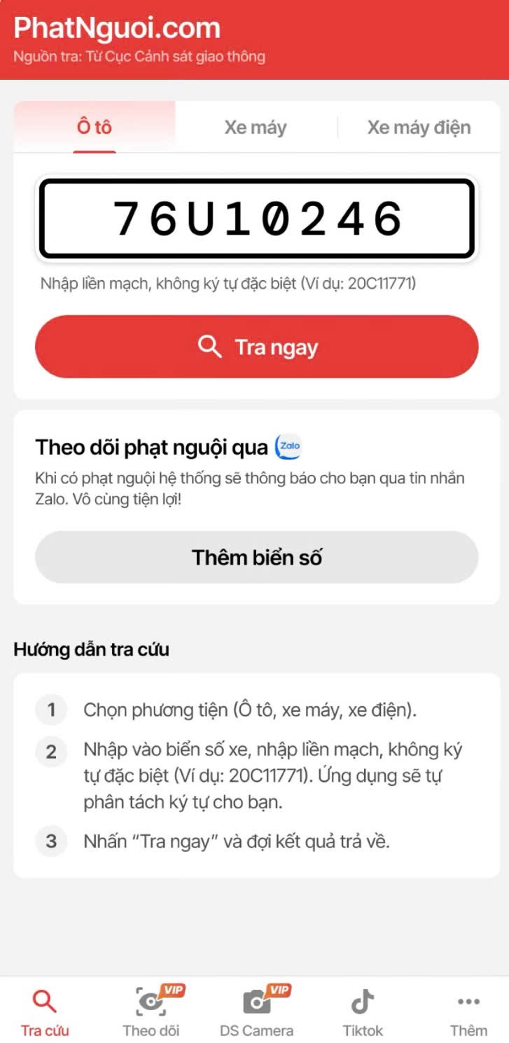 app tra cứu phạt nguội toàn quốc