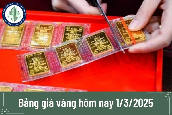 Bảng giá vàng hôm nay 1/3/2025