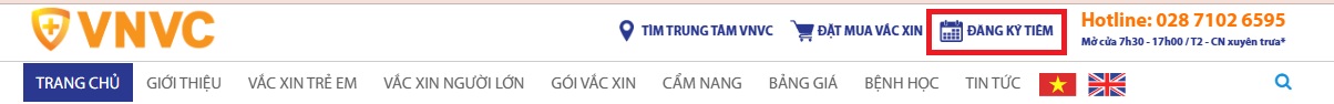 Đăng ký tiêm chủng tại VNVC