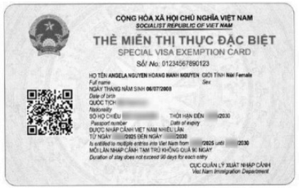 Thẻ miễn thị thực đặc biệt dạng điện tử (Mẫu NC-01)