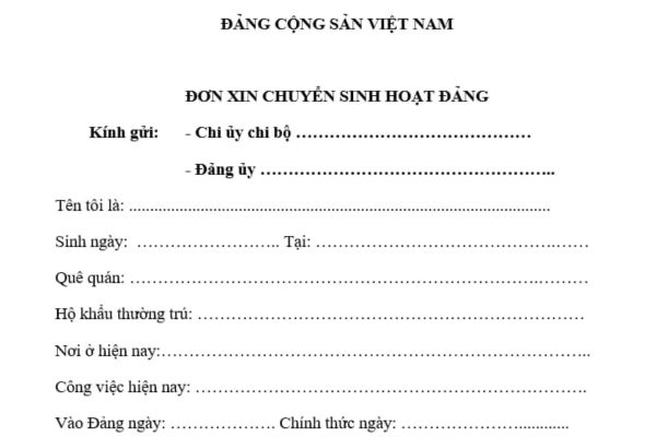 Hướng dẫn hồ sơ thủ tục chuyển sinh hoạt Đảng 2025