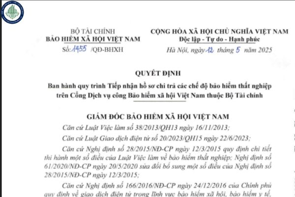 Đã có Quyết định 1455/QĐ-BHXH năm 2025 Quy trình Tiếp nhận hồ sơ chi trả chế độ Bảo hiểm thất nghiệp trên Cổng Dịch vụ công Bảo hiểm xã hội Việt Nam