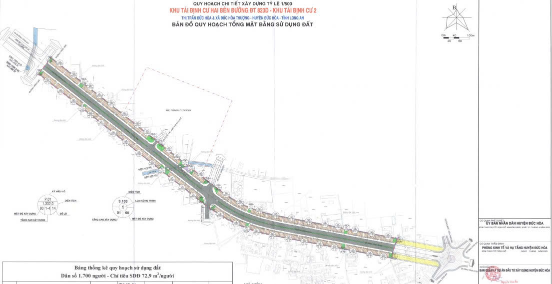 Bản đồ quy hoạch mặt bằng sử dụng đất khu tái định cư hai bên đường ĐT.823D (Tây Ninh)