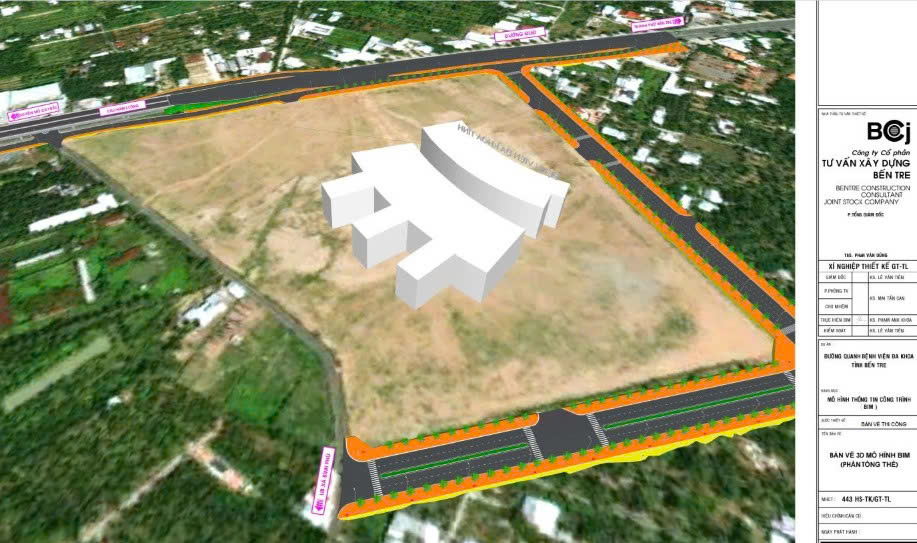 Bản vẽ quy hoạch đường quanh Bệnh viện Đa khoa tỉnh Bến Tre phường Bến Tre tỉnh Vĩnh Long	