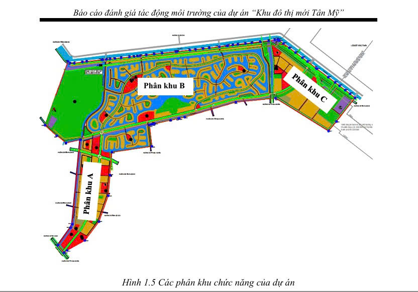 Sơ đồ vị trí các phân khu chức năng khu đô thị mới Tân Mỹ tỉnh Tây Ninh