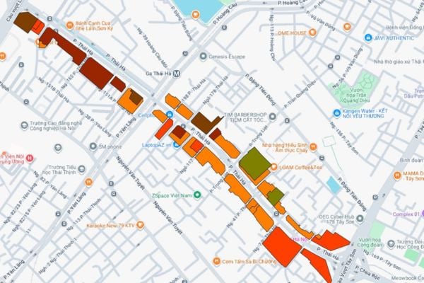 Sơ đồ vị trí thiết kế đô thị riêng tuyến phố Thái Hà TP Hà Nội