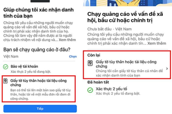 Cách xác thực tài khoản Facebook bằng Căn cước