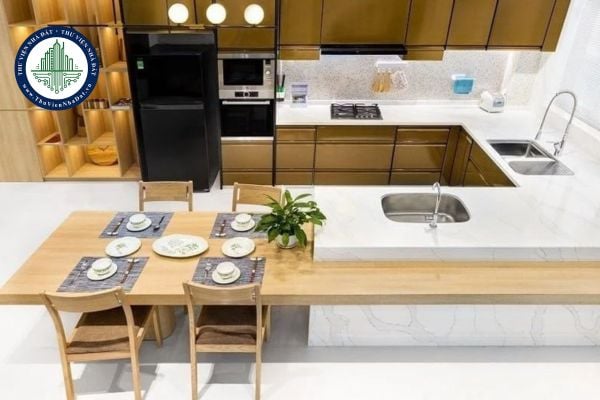 Mẫu thiết kế bếp mở kết hợp bàn ăn sự tiện nghi và thoải mái