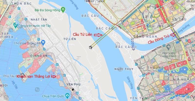 Bản đồ cầu Tứ Liên như thế nào?