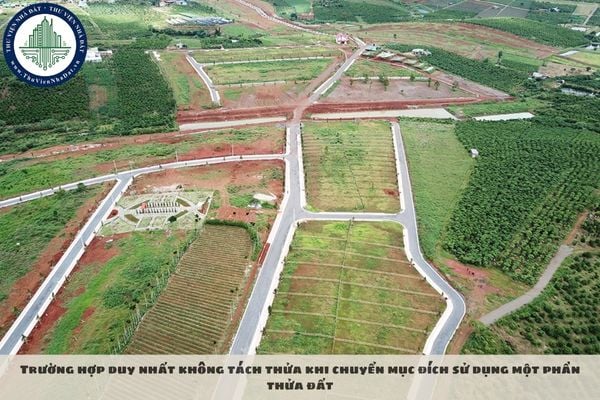 Trường hợp duy nhất không tách thửa khi chuyển mục đích sử dụng một phần thửa đất