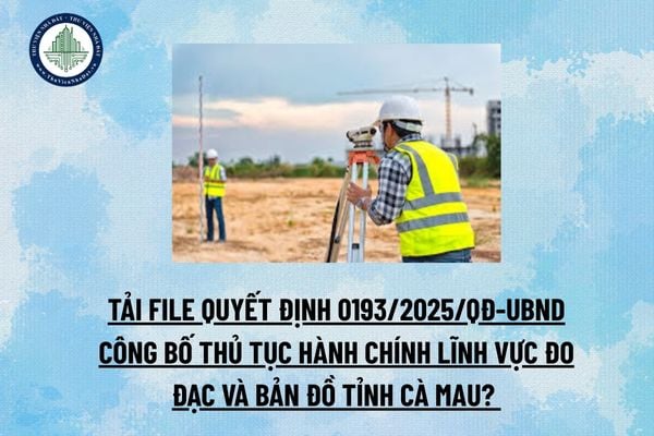 Tải file Quyết định 0193/2025/QĐ-UBND Công bố thủ tục hành chính lĩnh vực Đo đạc và bản đồ tỉnh Cà Mau? (Hình từ Internet)