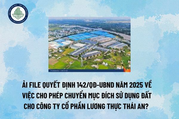Tải file Quyết định 142/QĐ-UBND năm 2025  về việc cho phép chuyển mục đích sử dụng đất cho Công ty Cổ phần lương thực Thái An? (Hình từ Internet)