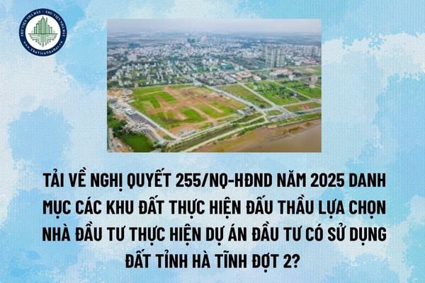 Tải về Nghị quyết 255/NQ-HĐND năm 2025 danh mục các khu đất thực hiện đấu thầu lựa chọn nhà đầu tư thực hiện dự án đầu tư có sử dụng đất tỉnh Hà Tĩnh đợt 2? (Hình từ Internet)