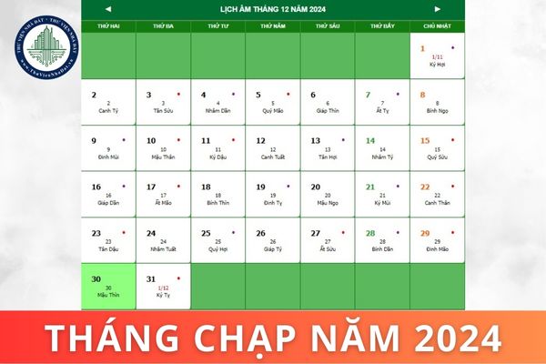 Tháng Chạp năm 2024 là tháng mấy dương lịch? Lịch âm tháng Chạp 2024? Tháng Chạp năm 2024 người lao động được nghỉ hưởng nguyên lương những ngày nào?