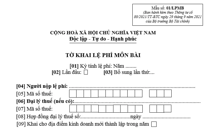 Hướng dẫn khai và nộp thuế môn bài năm 2025