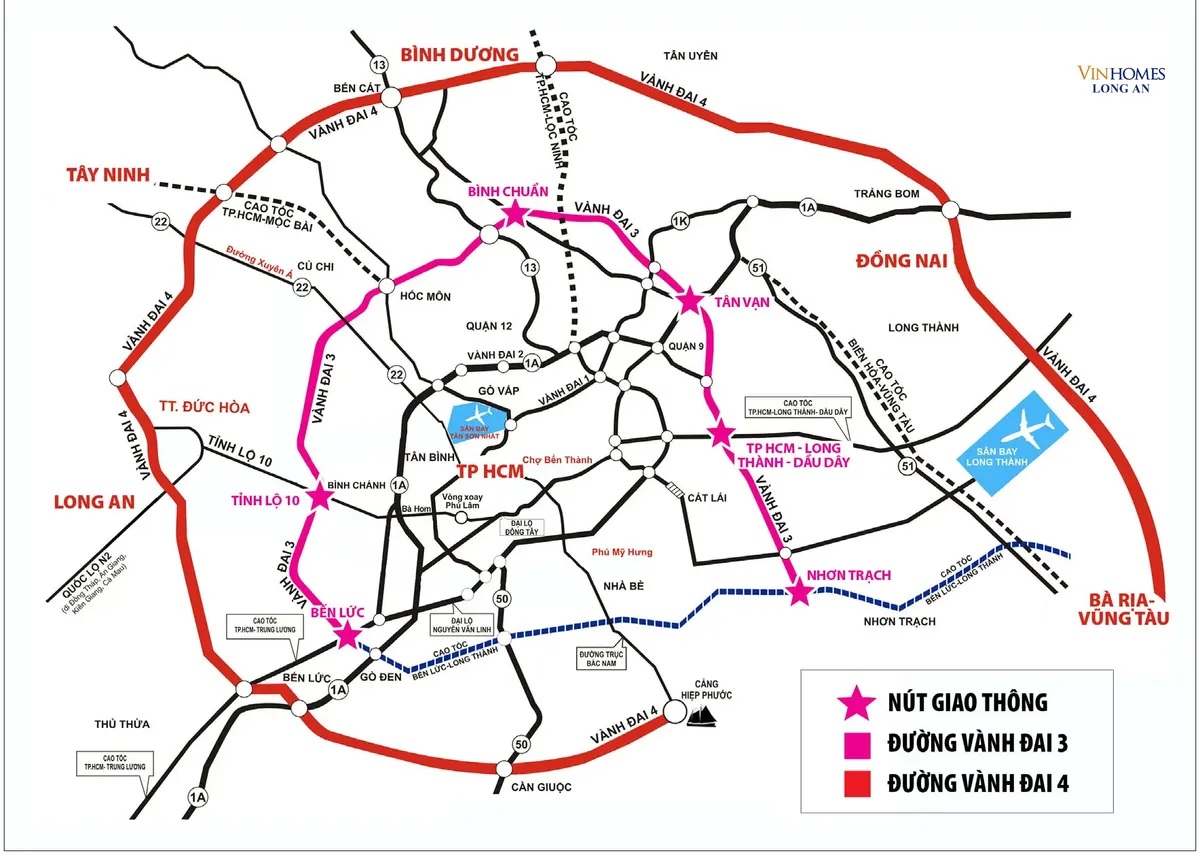 Bản đồ đường Vành đai 4 TPHCM
