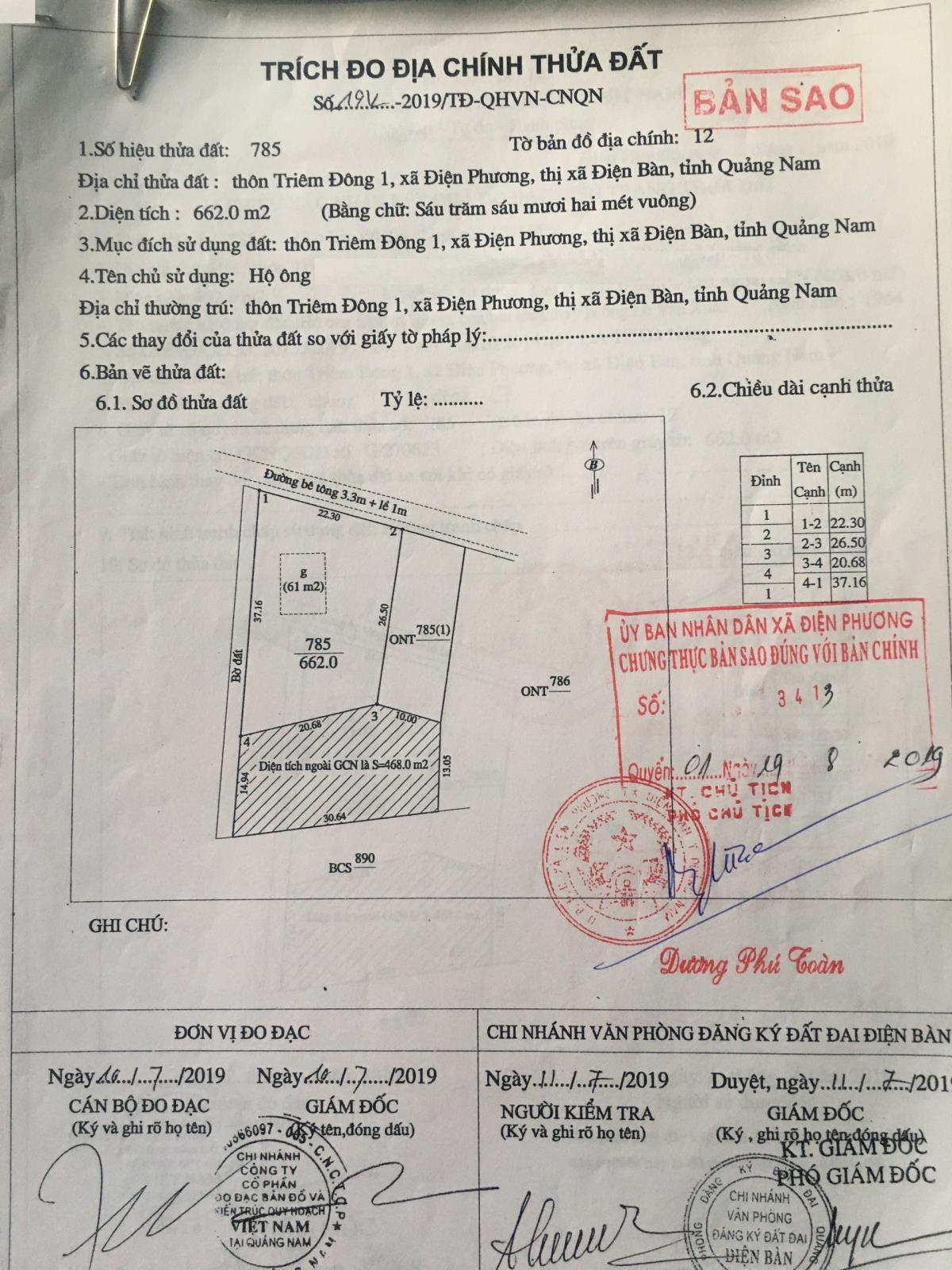 Bán lô đất 1130 m2 thôn Triêm Đông 1, Hội An gần phố cổ