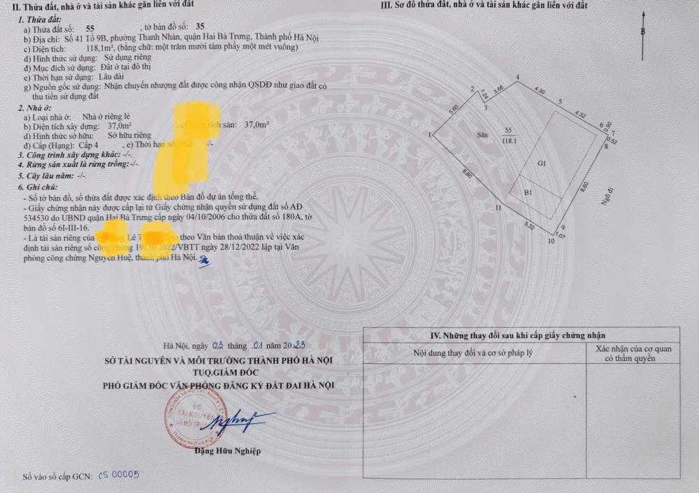 Bán đất 118m2 Kim Ngưu Hai Bà Trưng giá 100 triệu/m2